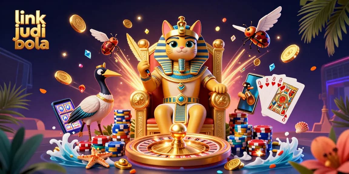 Engage with link judi bola in this vibrant 3D casino illustration showcasing winning gaming elements.