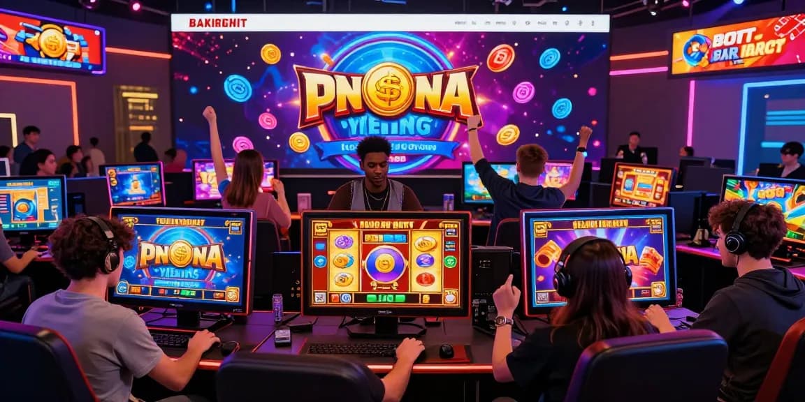 Pengalaman bermain slot online di VEGAS123 dengan pemain merayakan kemenangan dan tampilan antarmuka yang menarik.