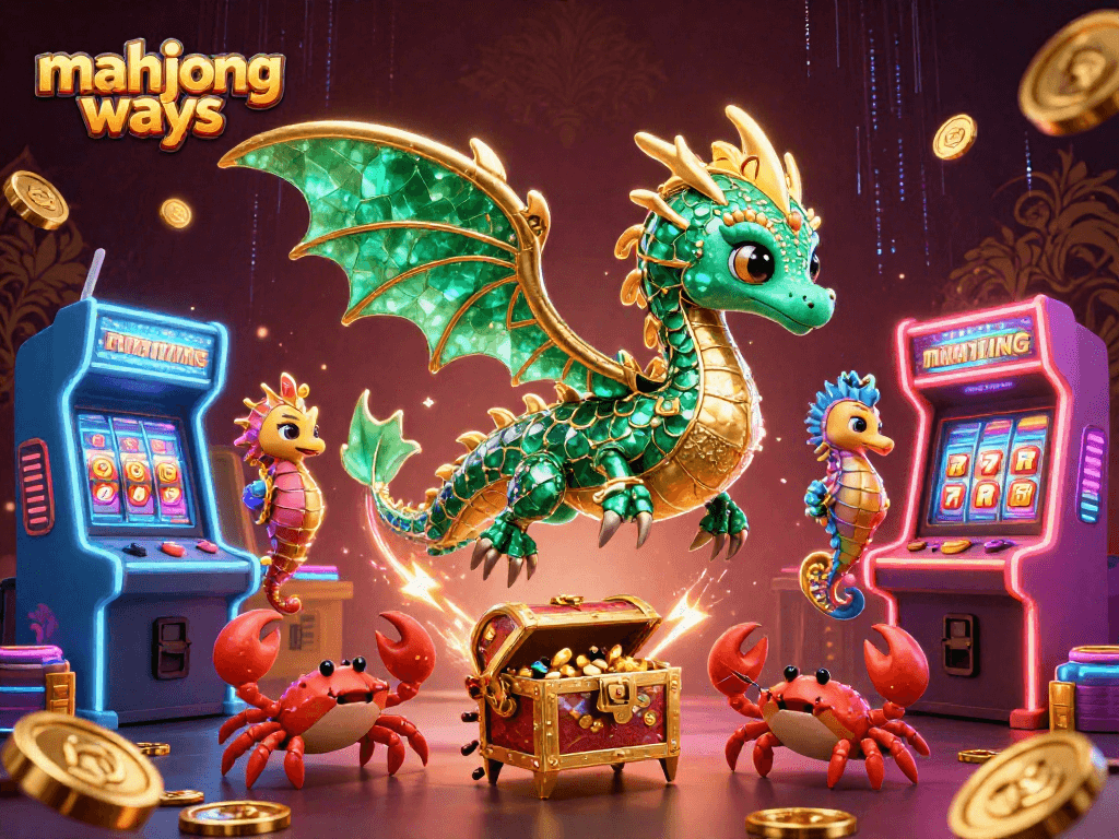Experience thrilling mahjong ways gameplay with vibrant illustrations of casino elements and animated characters.