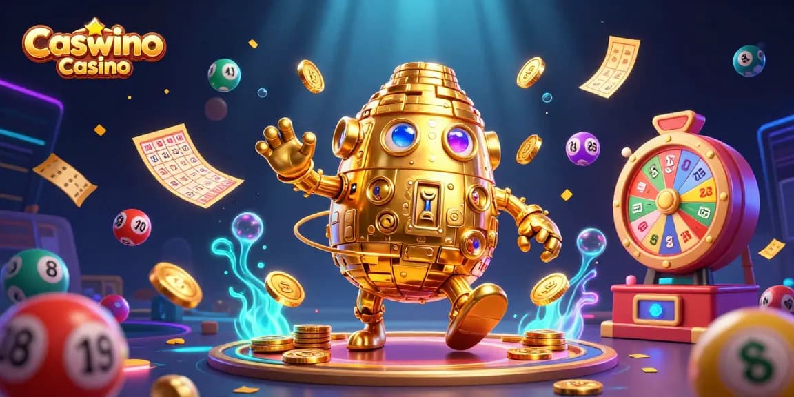 Spin and win at Caswino Casino with this vibrant 3D illustration of exciting gaming action.