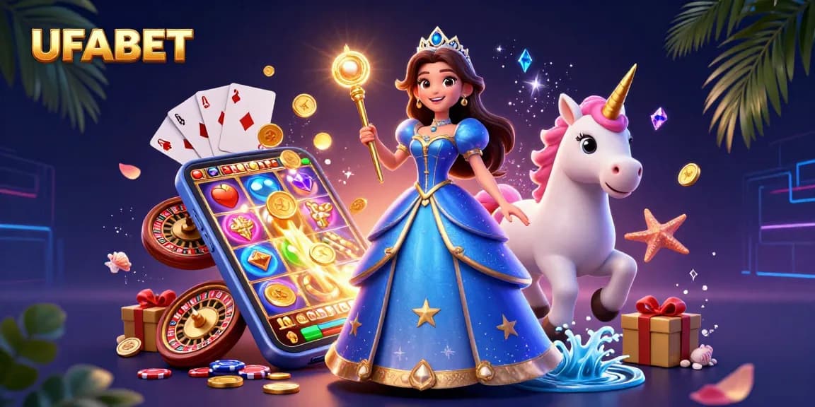 Experience UFABET's enchanting slots with a stunning scene of a royal figure and magic in vivid detail.