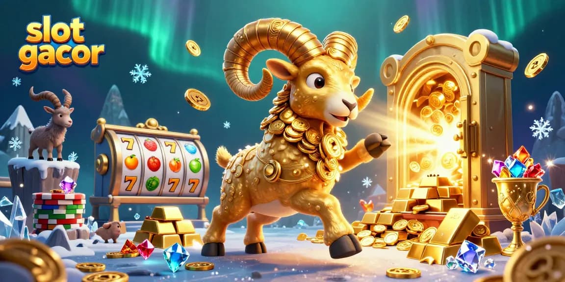 Experience thrilling slot gacor action with a golden ram heralding massive wins and treasures