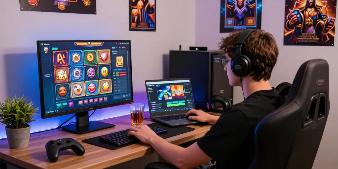 Pengguna menikmati pengalaman bermain slot online cipung138 dalam suasana nyaman dengan pencahayaan menarik.
