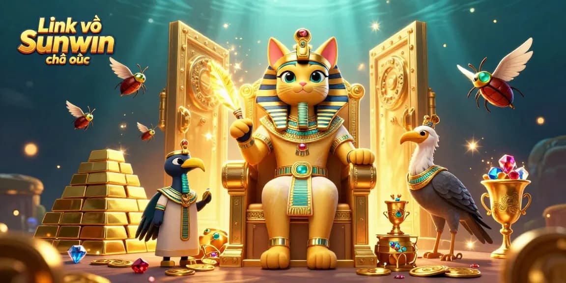 Experience gaming excitement with Link vào Sunwin chính thức and treasure-filled visuals in this vibrant 3D illustration.
