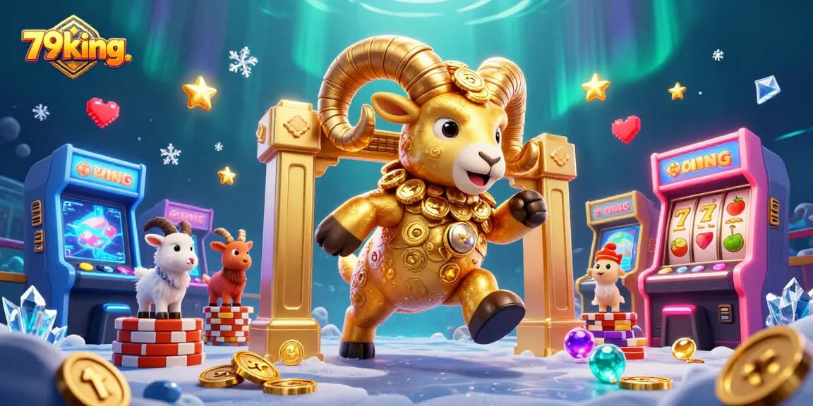 Experience thrilling gameplay with the 79king. golden ram charging through colorful slot machines.