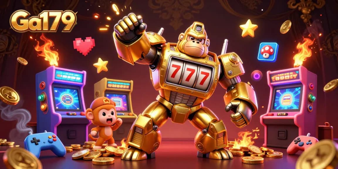 Engage with Ga179 at a vibrant 3D casino filled with animated game elements and excitement.