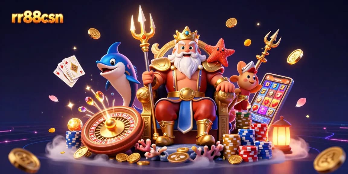 Experience thrilling gameplay at rr88csn with vibrant casino elements, featuring Neptune and treasure.