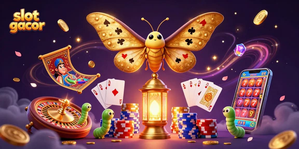 Experience the thrill of slot gacor with majestic moths, golden coins, and dynamic game elements.