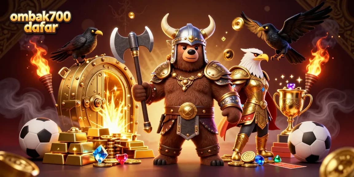 Desain menonjolkan ombak700 daftar dengan karakter Viking dan elemen taruhan olahraga untuk promosi