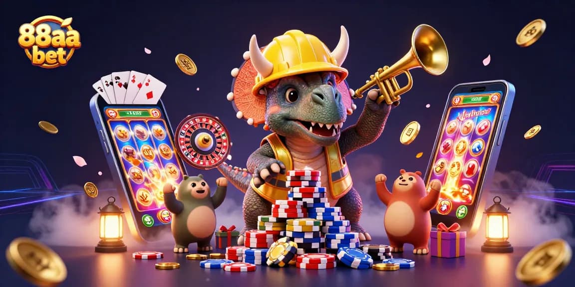 Engage with 88aa bet as cheerfully animated characters celebrate wins in a vibrant gaming scene.