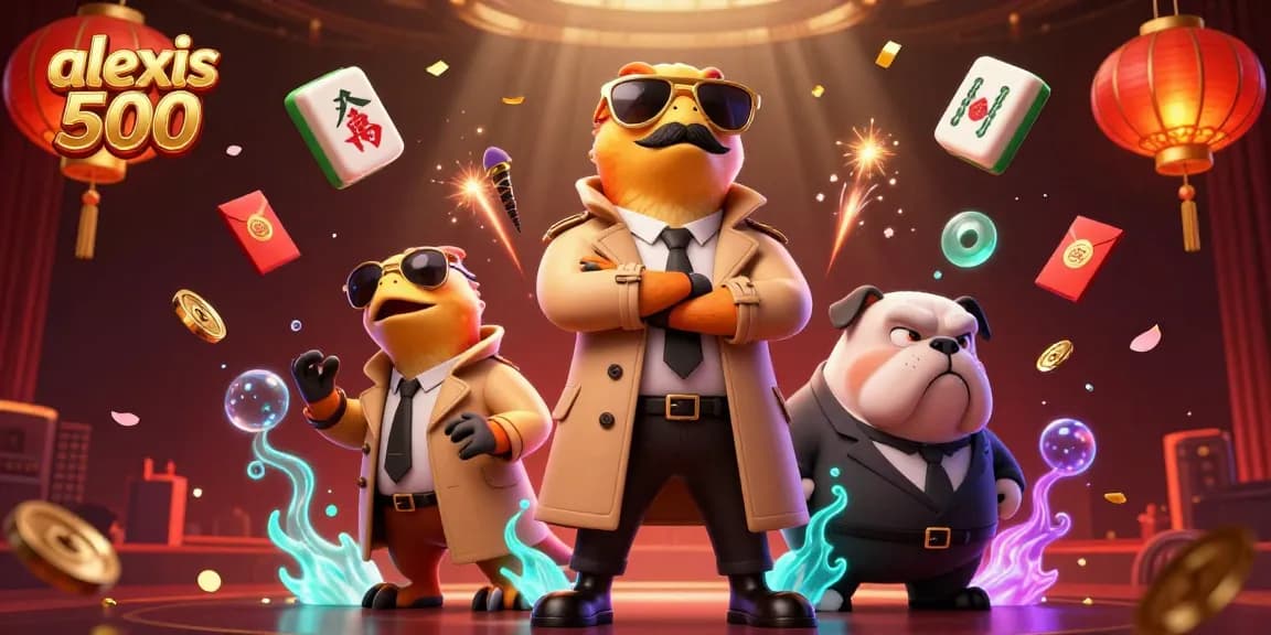 Join the action at alexis 500 with vibrant casino elements and adventurous characters.