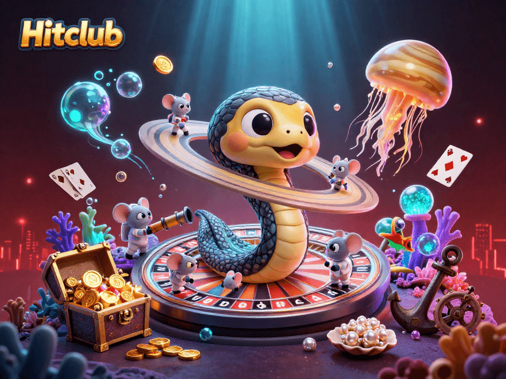 Hitclub players enjoy thrilling bets placed by astronaut mice around a cosmic roulette.