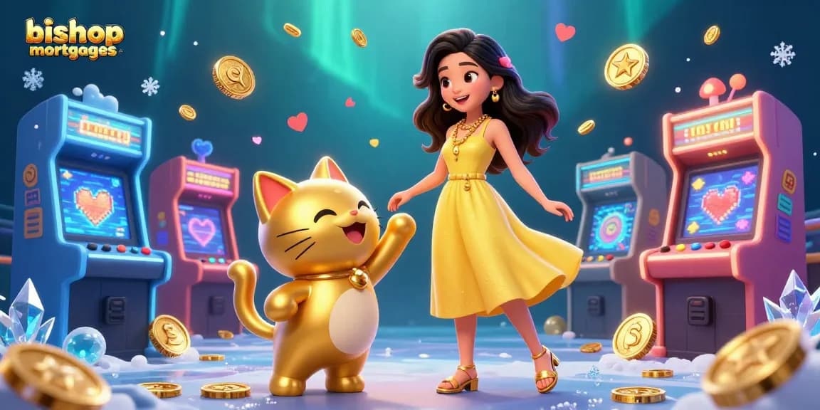 Enhance your winning chances at bishopmortgages with dynamic 3D casino game characters and vibrant golden elements.