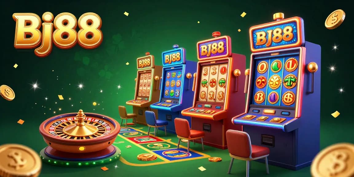Experience thrilling betting at Bj88 with vibrant casino elements and exciting game scenes for online gamblers.