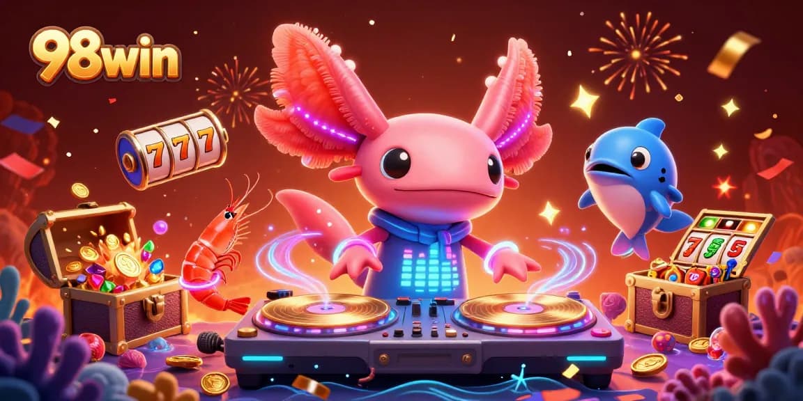 Spin to win at 98win with an ultra-detailed 3D rendering of vibrant characters celebrating in an engaging casino scene.