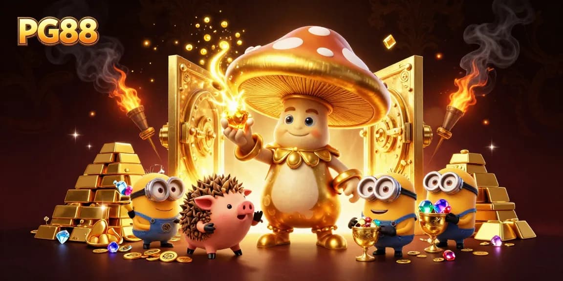 Experience PG88's magical gaming realm with golden treasures and enchanting characters.