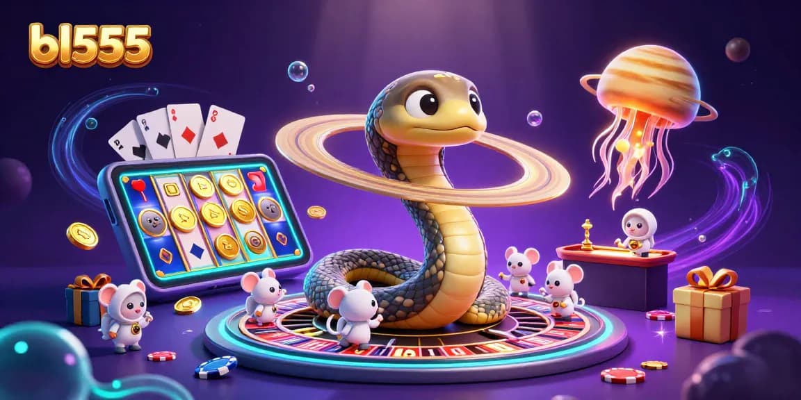 Experience thrilling gameplay at bl555 with a stellar 3D casino scene featuring cosmic characters and excitement.