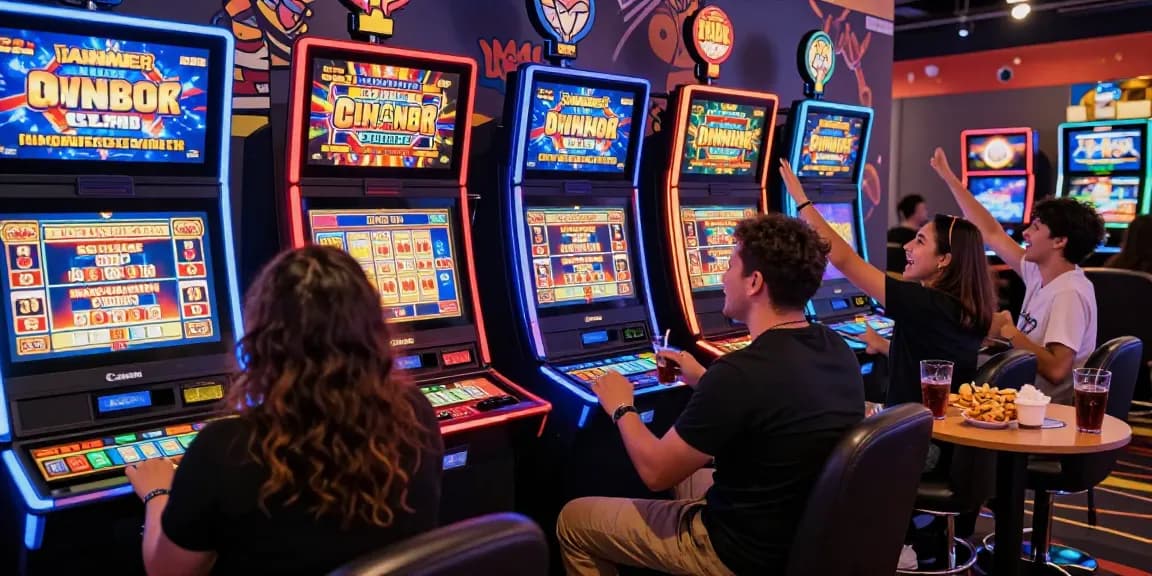 Permainan slot online yang seru dengan teman-teman dan suasana ceria yang meriah.