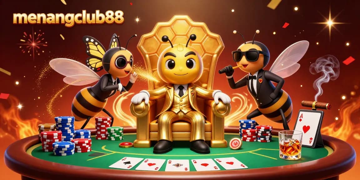Engage in exciting gameplay at menangclub88 with the bumblebee mob boss presiding over a high-stakes poker scene.