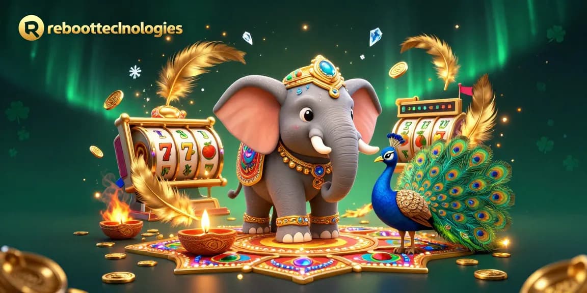 Engage with reboottechnologies to experience vibrant casino excitement with dynamic slot reels and gold coins.