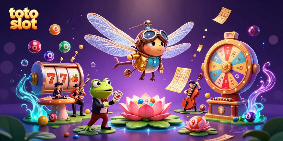 Engage with exciting toto slot adventures at a vibrant lily pad casino scene!