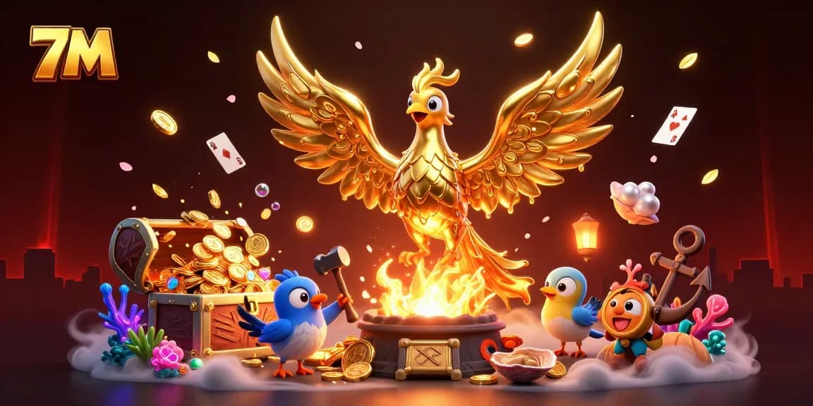 Experience the thrilling actions of 7M betting with golden coins and vibrant game elements in a rich, engaging scene.
