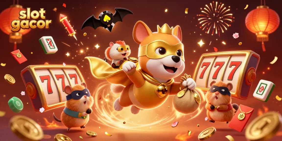Experience a thrilling slot gacor adventure with a superhero dog and golden treasures.