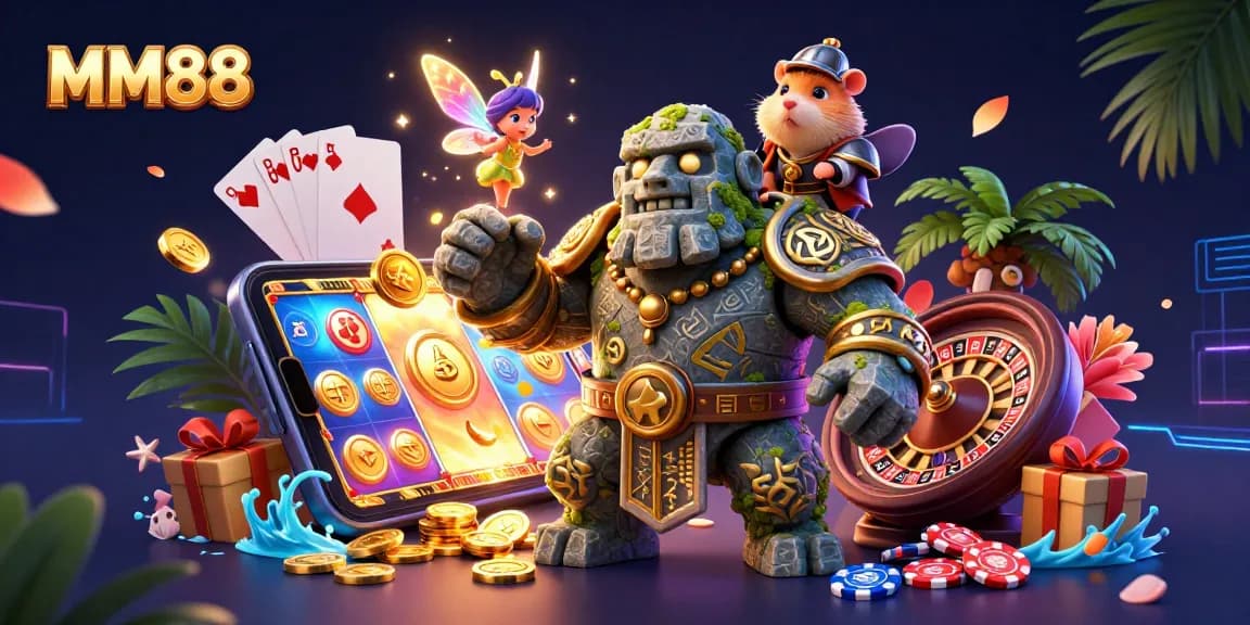 Experience the magic of MM88 with vibrant slot games, golden coins, and dynamic characters!