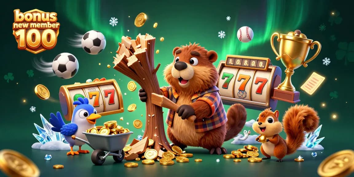 Experience the thrill with bonus new member 100 at our vibrant slot casino, filled with gold coins and rewards.