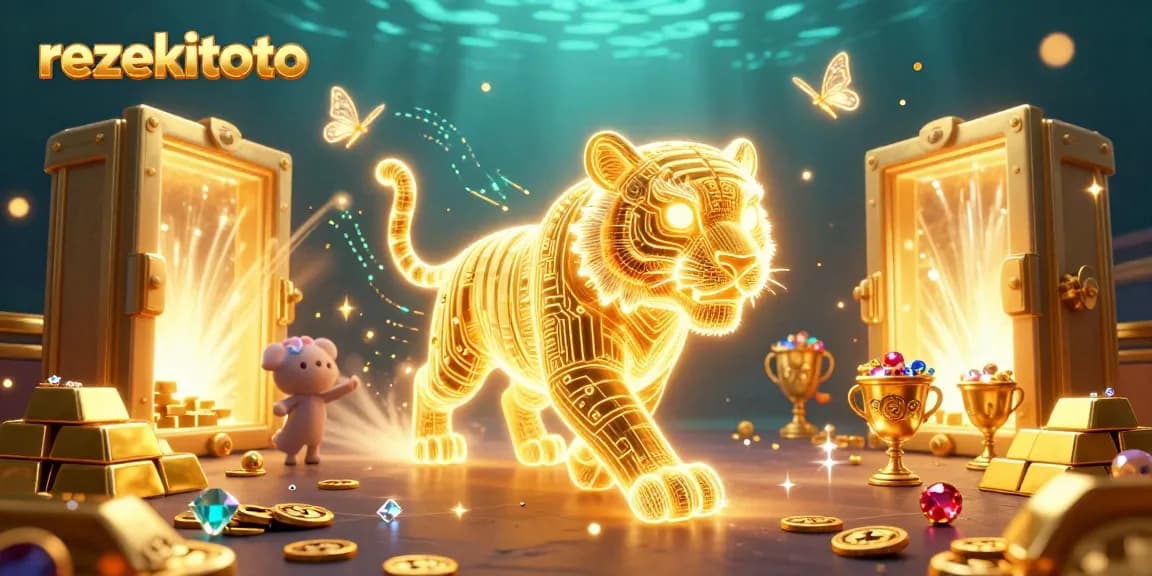 Experience thrilling online lottery with rezekitoto, featuring a vibrant casino scene of captivating elements.