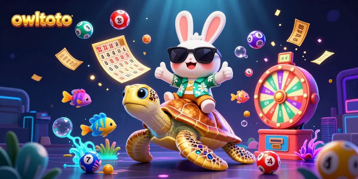 Spin and win at owltoto with vibrant lottery themes and engaging characters in this lively 3D illustration.