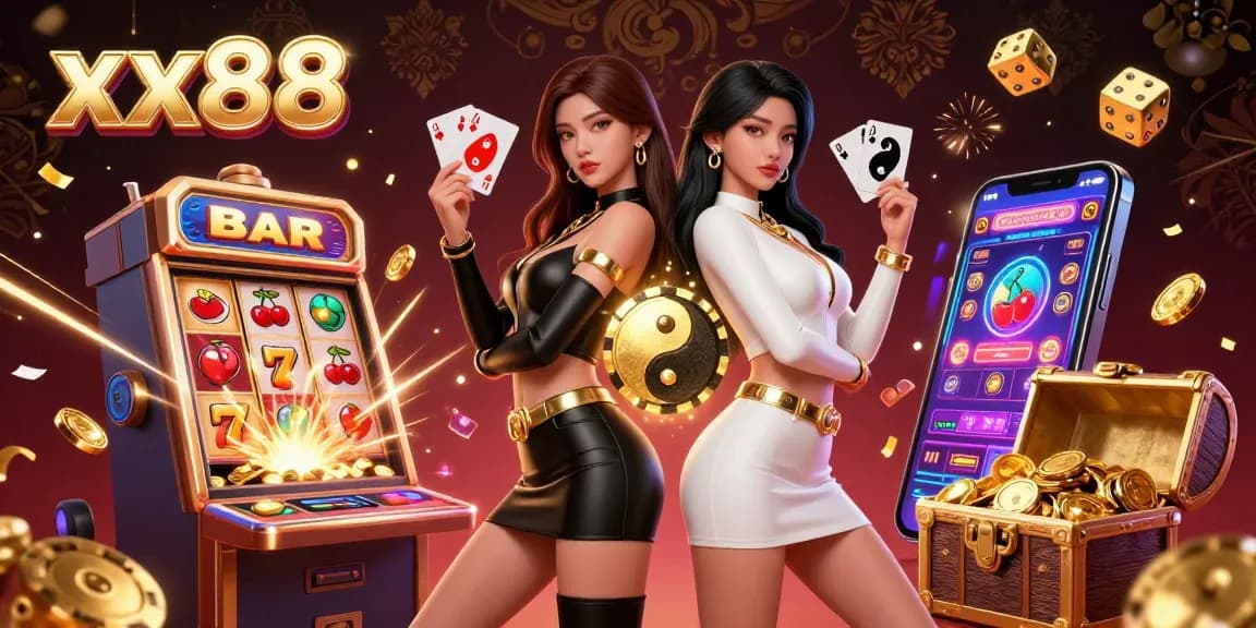Experience gaming excitement with xx88's thrilling twin Asian women, dynamic casino elements, and colorful slot themes.