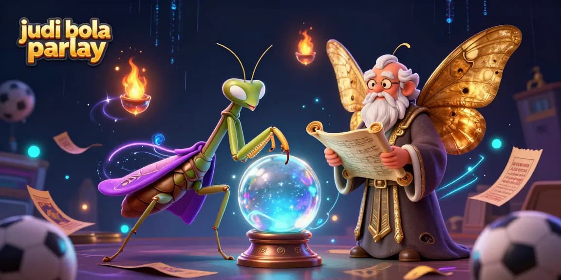 Engage in judi bola parlay betting with vibrant characters, sports elements, and dynamic visuals.