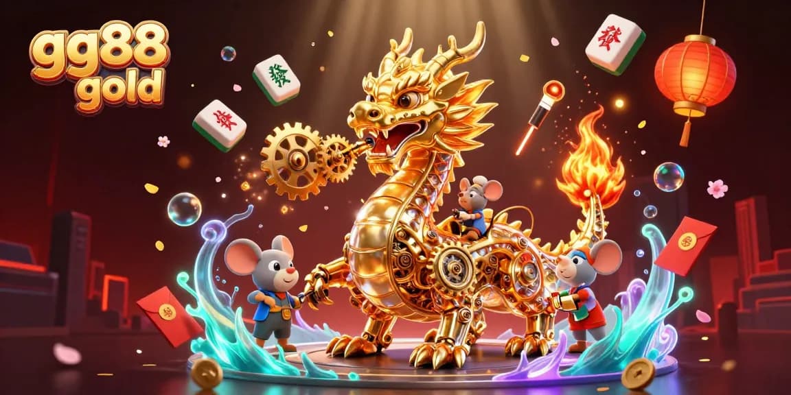 Engage with gg88 gold at this dynamic casino scene featuring a golden dragon surrounded by immersive elements.