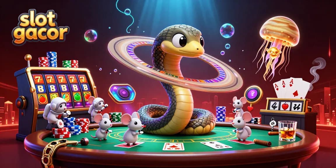 Experience the thrill of slot gacor as players interact with a vibrant 3D casino scene.