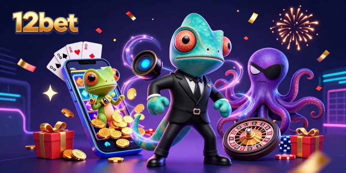 Trải nghiệm đặt cược với 12bet trong một cảnh sôi động với kỳ nhông, thằn lằn và bạch tuộc.