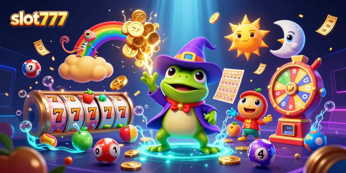 Spin and win with slot777 in a vibrant, dynamic 3D casino scene filled with golden coins and exciting elements.