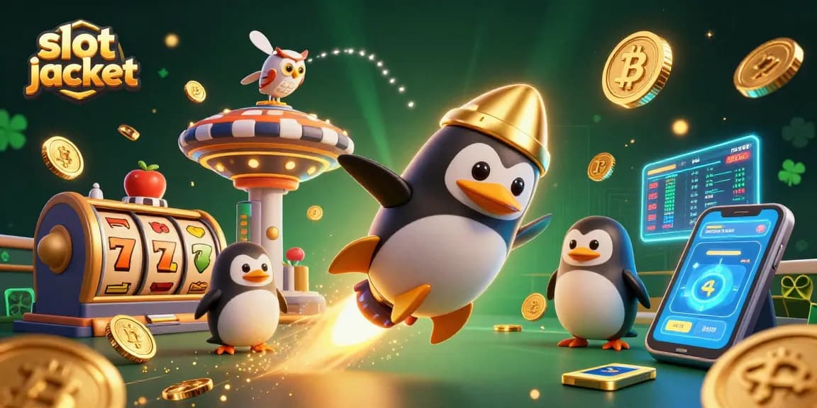 Menangkan slot jackpot dengan penguin emas berenergi roket di luar angkasa!