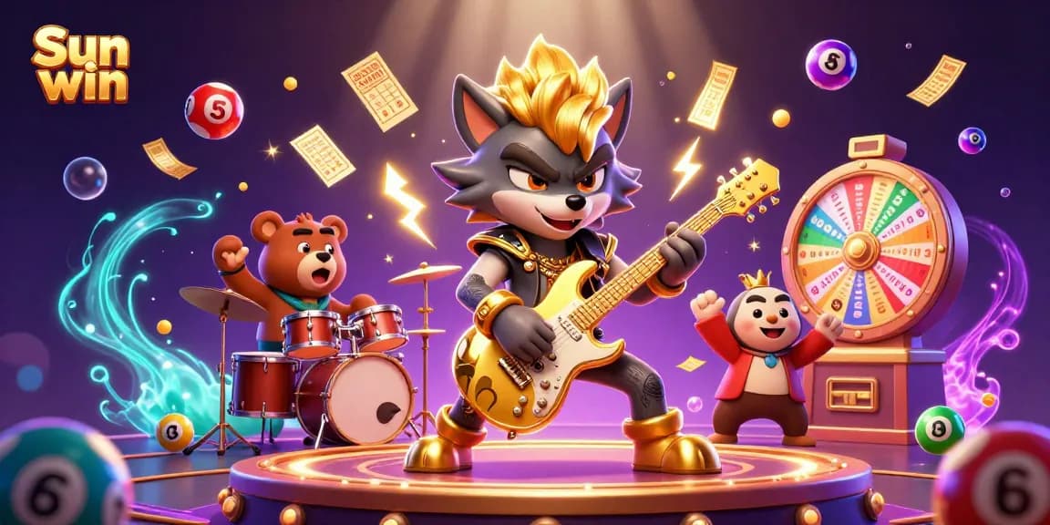 Win big with Sun win in this vibrant casino-themed digital illustration featuring dynamic characters.