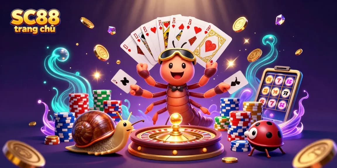 Spin and win with SC88 trang chủ featuring vibrant characters and dynamic casino elements.
