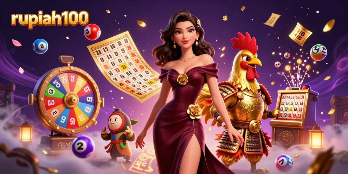Experience the thrill of gaming with rupiah100 in a vibrant 3D casino scene filled with dynamic elements.