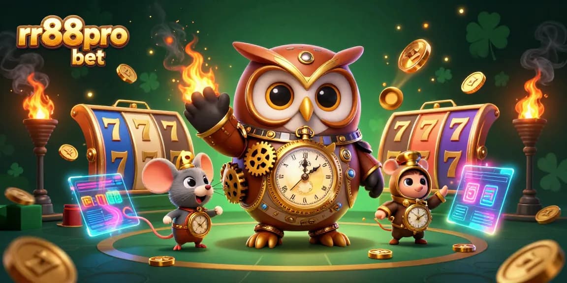 Engage in thrilling gameplay at rr88pro bet with a colorful 3D casino adventure featuring an owl and mouse.