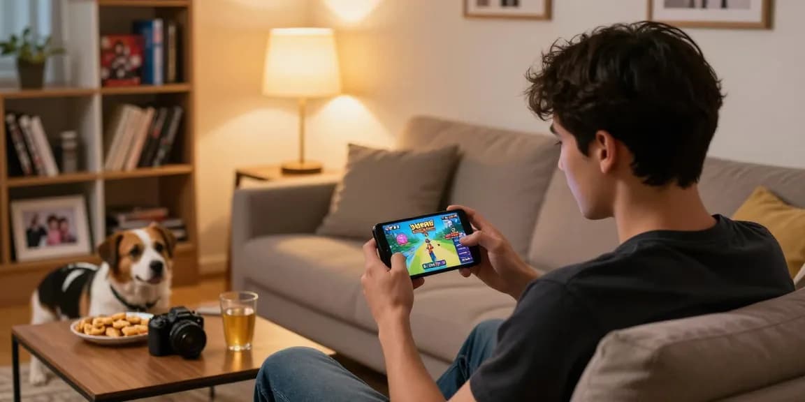 Get app for 3 Patti World with engaging mobile gaming scene in cozy living room