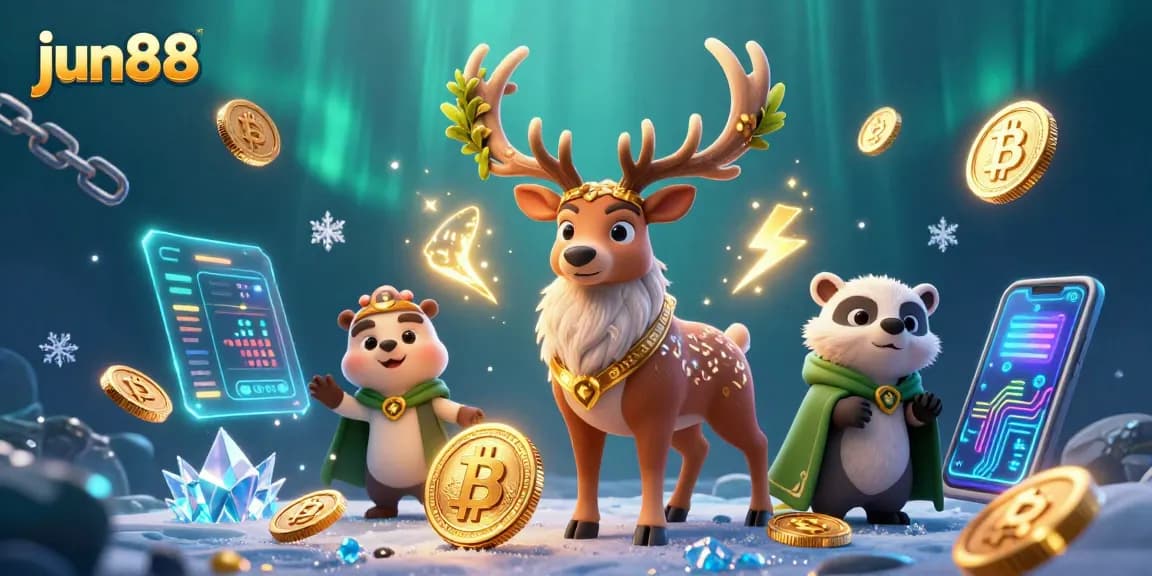 Win big at jun88 with engaging 3D illustrations showcasing Celtic themes and crypto elements.