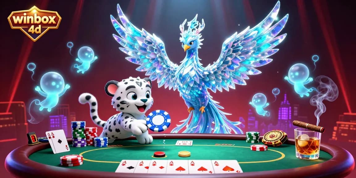 Join the action with winbox 4d as animated characters and poker elements create a vibrant casino scene.