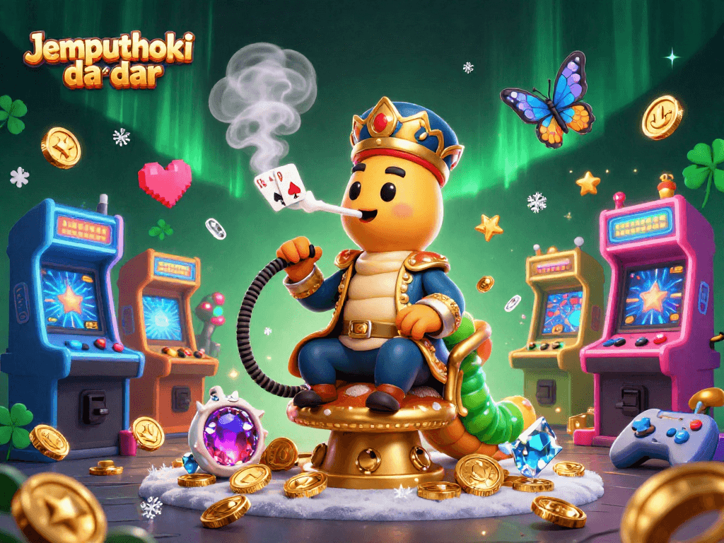 Engage with Jemputhoki daftar in a vibrant 3D casino scene filled with games and excitement.