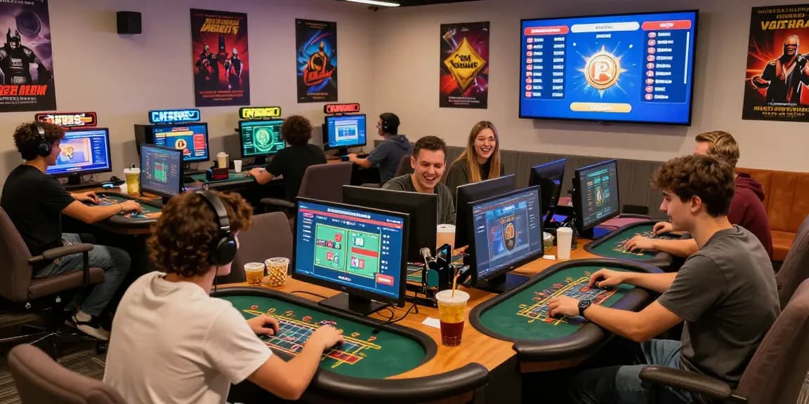 Exciting scene of players enjoying yono games free bonus at a vibrant gaming lounge.