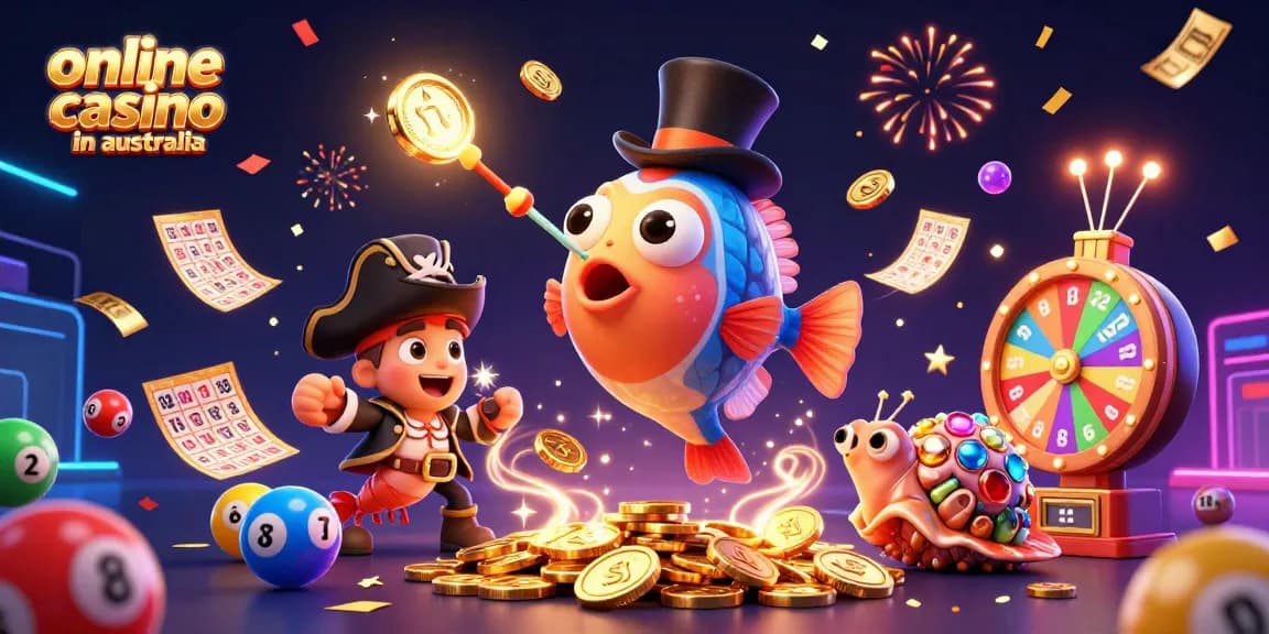 Experience excitement at the online casino in Australia with dynamic characters and vibrant gaming elements.