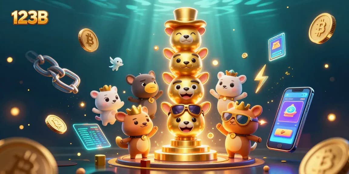 Join the thrilling world of 123B with vibrant casino elements and crypto assets in a dynamic illustration.