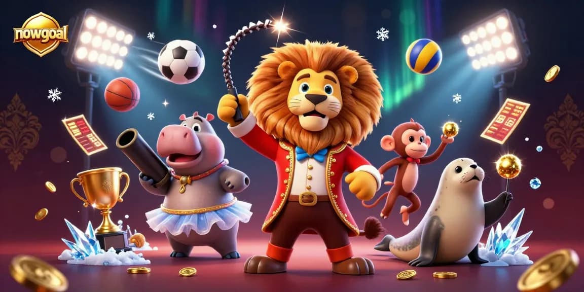 Nowgoal showcases an exciting scene of sports betting with dynamic 3D characters and elements promoting active gameplay.